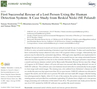 First Successful Rescue of a Lost Person Using the Human Detection System: A Case Study from Beskid Niski (SE Poland).